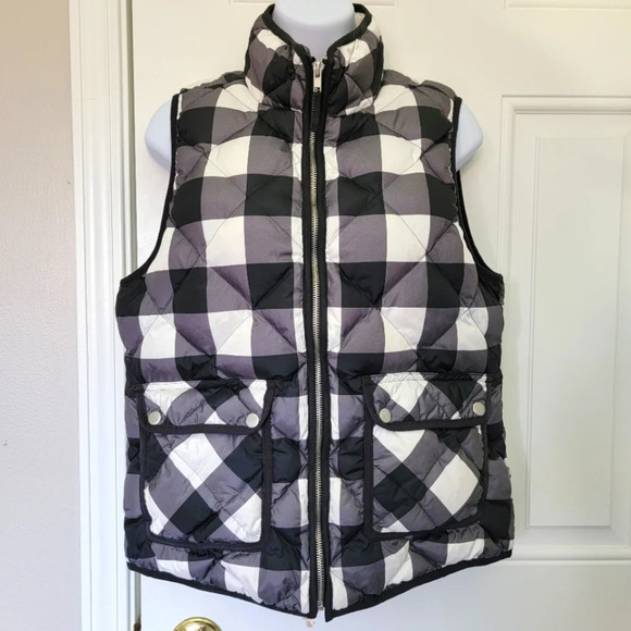 Woolrich Down Filled Black and White Buffalo Check Plaid Cozy Puffer Vest Sz M - Picture 1 of 11